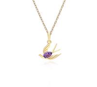 ECFEW™ Creator Amethyst Hummingbird Pendant Necklace in Gold Plated Silver