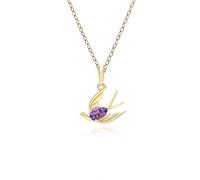 ECFEW™ Creator Amethyst Hummingbird Pendant Necklace in Gold Plated Sterling Silver
