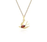 ECFEW™ Creator Garnet Hummingbird Pendant Necklace in Gold Plated Silver