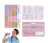 ECG Badge Card,ECG Badge for Nursing Reference - 3 Pieces Accessories and Reference Supplies for Cardiac At Work In Laboratory ER Value ICU Telemetry RN And