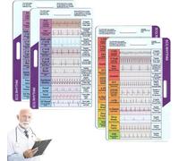 ECG/EKG Rhythm Pocket Card, Double Sided Design EKG Rhythm Interpretation Badge Card, ECG Rate Pocket Cards, EKG Calipers for Nurses, Clear ECG Badge Card Holder (2 Pcs)