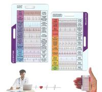 ECG/EKG Rhythm Pocket Card, Double Sided Design EKG Rhythm Interpretation Badge Card ECG Rate Pocket Cards EKG Calipers for Nurses, EKG Techs & Students
