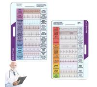 ECG/EKG Rhythm Pocket Card, Double Sided Design EKG Rhythm Interpretation Badge Card, ECG Rate Pocket Cards, EKG Calipers for Nurses, Clear ECG Badge Card Holder (1 Pcs)