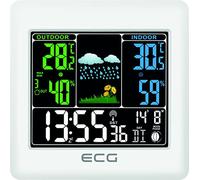 ECG MS 300 Multifunctional Weather Station with Wireless Outdoor Sensor, Weather Forecast for 1 Day, Thermometer, Hygrometer, Indoor/Outdoor (Colour Display), White S