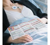 ECG Rhythm Interpretation Pocket Cards, Double-Sided Tri-Fold Guide for ACLS Analysis, AV Block, Bundle Branch Block, 12-Lead EKG Reference for Nurses, Students, Professionals, 30x15cm