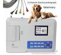 ECG300G-VET Portable 3 Channel 12 Leads Animal Digital EKG Machine, Printer