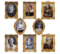 ECGER Halloween Decorations Indoor Scary 3d Changing Face Pictures, Moving Portrait Frame Decor, for Horror Party Ghost Castle Haunted House Home Decoration (8 Pieces)