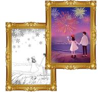 ECGER Valentine 's Day Decor Wall Art - 3D Changing Pictures, Our Love from Winter's Quiet to Spring's Renewal, Valentine Decorations for Home Party