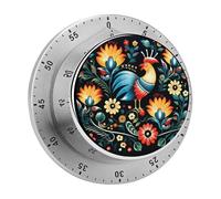 Echanical Kitchen Timers 60 Minute Polish Folk Art Pattern Wind Up Timer Chef Cooking Timer Clock with Loud Alarm, No Batteries Required, Countdown Reminder Magnetic, for Classroom Home Baking