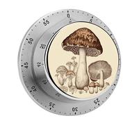 Echanical Kitchen Timers 60 Minute Vintage Mushrooms Drawing Wind Up Timer Chef Cooking Timer Clock with Loud Alarm, No Batteries Required, Countdown Reminder Magnetic, for Classroom Home Baking