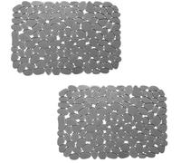 Echehi 2 Pack Sink Protector Mat, 40 x 30 cm DIY Cut Sink Protector for Kitchen Stainless Steel Sink, Fast Draining Mat Sink Protector for Dishes and Glassware. Gray