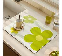Echehi 2pcs Drying Mat for Kitchen Counter, 40 x 30 cm Self Drying Mat Kitchen for Kitchen Counter, Coffee Machine, Dish Rack. Flower