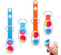 Echehi 2pcs Fidget Keyring, Portable Stress Relief Toy, Anxiety Relief & Focus, Ideal for Adults and Kids. Blue, Orange