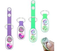 Echehi 2pcs Fidget Keyring, Portable Stress Relief Toy, Anxiety Relief & Focus, Ideal for Adults and Kids. Purple, Green