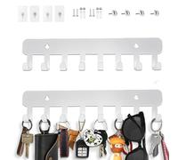 Echehi 2pcs Key Hooks Self Adhesive, Key Holder for Wall with 8 Hooks to Hang Keyrings, Coat, Umbrella, Sunglasses, Jewelry Necklaces