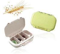 Echehi 2pcs Removable Compartments Pill Box, 4 Compartment Travel Pill Box for Pocket Purse, Waterproof Portable Weekly Pill Box to Hold Vitamin, Cod Liver Oil (Green+Khaki)