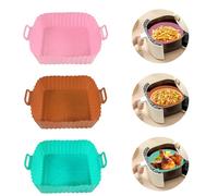Echehi 3 Pack Silicone Air Fryer Liner, 7" Air Fryer Silicone Liners are Reusable and Replace Disposable Parchment Liners. Silicone Air Fryer Accessories for COSORI, Ninja, Tower. Pink, Brown, Green