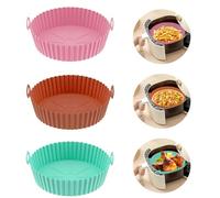 Echehi 3 Pack Silicone Liners, Reusable & Replace Disposable Parchment Liners. Silicone Air Fryer Accessories for COSORI, Ninja, Tower. Pink, Brown, Green