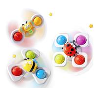 Echehi 3pcs Suction Spinners for Babies, Baby Bath Toys, Sensory Toys for Toddlers. Insects