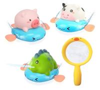 Echehi 4pcs Baby Bath Toys, Wind up Bath Toys with Water Spray, Suitable for Children Over 18 Months. Blue
