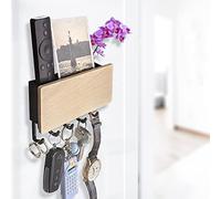 Echehi 5 Hooks Key Holder, Easy to Install Wall Mounted Key Hooks, Small Coat Rack, Letter Rack, Suitable for Entry Areas and Behind Doors. Black