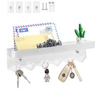 Echehi 6 Hooks Key Holder, Self Adhesive or Drilling 2 Ways Installation Wall Key Rack, Key Hooks Wall Mounted for Entrance Area, Kitchen, Office, Bathroom, Living Room(White)