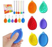Echehi 6 Pieces Sensory Toys for Kids Adults, 10 Different Tactile and Visual for Relieve Anxiety, Silicone Sensory Stone with Holes for Easy Carrying