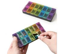 Echehi 7 Days AM PM Pill Box 2pcs, Pill Organiser 7 Day 2 Times with Unique Easy Push Button, BPA-Free Travel Pill Box for Medicine Vitamin Pills Fish Oil and Supplement