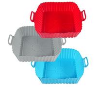Echehi Air Fryer Silicone Liners, 3-Pack Non-Stick Pot with Handles, Reusable BPA Free Baking Mat for Air Fryer, Oven, Microwave, Dishwasher Safe. Square