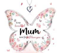 Echehi Mum Gifts Set, Beautiful Butterfly-shaped Acrylic Plaque & Heart-shaped Necklace for Mothers Birthday Gift, Mothers Day Gift, Thanksgiving Gifts