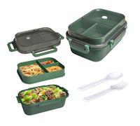 Echehi Portable Lunch Boxes, 2 Layers All-in-One Stackable Lunchbox Utensil Set for Dining Out, Work, Picnic. Green