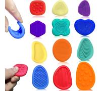 Echehi Sensory Stone Toys, 12 Pack with 23 Unique Textures, Fidget Toys for Anxiety & Stress Relief for Adults & Kids, Autism & ADHD Tools, Quiet Office, Classroom & Home Fidgets. Red