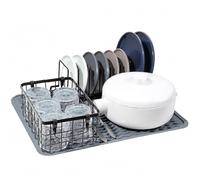 Echehi Silicone Dish Drying Mat for Kitchen Countert, Wave Design Dish Drying Mat, Non-Slip, Protects Surfaces. Grey