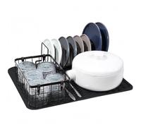 Echehi Silicone Dish Drying Mat for Kitchen Countert, Wave Design Dish Drying Mat, Non-Slip, Protects Surfaces. Black