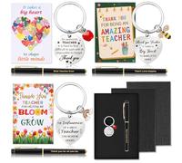 Echehi Teacher Gifts For Women Men Thank You Teacher Gifts With 3Pcs Keyrings, Pens, Teacher Cards, Best Teacher Gifts Thank You & Appreciation Teacher Leaving Gifts