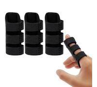 Echify Finger Splint - 3pcs Upgraded Finger Support Trigger Finger Brace with 3 Adjustable Fixing Belt Mallet Finger Splints for Straighten Broken Bent Finger & Arthritis Pain Relieve Black