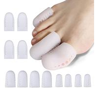 Echify Gel Toe Caps - 12 PCS Breathable Toe Protectors Sleeve Bunion Pads Cushion Big Toe Guards - Silicone Toe Covers for Protection of Ingrown Toenails Corns Calluses Blisters White