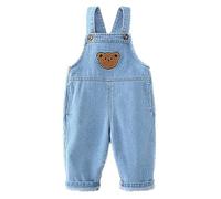 Echinodon Baby Denim Overalls Little Girls Jeans Dungaree Toddler Water Washed Soft Denim Overalls D-4
