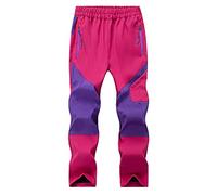 Echinodon Kids Softshell Quick Dry Trousers Boys Girls Outdoor Hiking Pants Spring Summer Casual Walking Trousers Rose Red 2XL