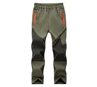 Echinodon Kids Softshell Quick Dry Trousers Boys Girls Outdoor Hiking Pants Spring Summer Casual Walking Trousers Green 2XL