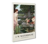 Echo And Narcissus By John William Waterhouse Canvas Print | Gallery Wrapped 30mm Frame Wall Art | 20x14 inches | Ready to Hang | Classic Picture | Living Room Bedroom Lounge Office