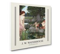 Echo And Narcissus By John William Waterhouse Canvas Print | Gallery Wrapped 30mm Frame Wall Art | 20x20 inches | Ready to Hang | Classic Picture | Living Room Bedroom Lounge Office