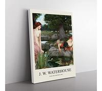 Echo And Narcissus By John William Waterhouse Exhibition Museum Painting Canvas Wall Art Print Ready to Hang, Framed Picture for Living Room Bedroom Home Office Décor, 76x50 cm (30x20 Inch)