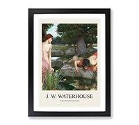 Echo And Narcissus By John William Waterhouse Exhibition Museum Painting Framed Print | A2 Black Framed Wall Art | Ready to Hang | Modern Historical Picture | Living Room Bedroom Lounge Office