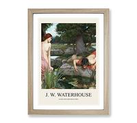 Echo And Narcissus By John William Waterhouse Exhibition Museum Painting Framed Print | A2 Oak Framed Wall Art | Ready to Hang | Modern Historical Picture | Living Room Bedroom Lounge Office