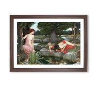 Echo and Narcissus by John William Waterhouse Framed Print | A2 Walnut Framed Wall Art | Ready to Hang | Modern Nature Picture | Living Room Bedroom Lounge Office
