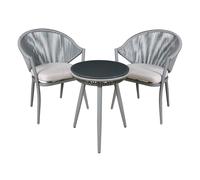Dellonda Echo 3-Piece Balcony Set with Shatterproof Tempered Glass Top