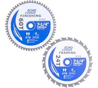 Echo Corner 7-1/4 Inch Ciruclar Saw Blade Heavy Duty 24T/60T Combo Pack, Fast Finishing Fine Cut Crosscut Framing Ripping Laminate Plywood Plastic Lumber, 5/8" Arbor