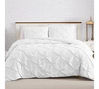 Echo Home Style Pintuck Duvet Cover Set - 200 Thread Count 100% Egyptian Cotton Pinch Pleated Quilt Bedding Covers Set (White, Single)