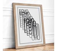 Echo in Motion Typography Framed Wall Art Print A4 (29.7×21cm) Oak, Wall Decor for Living Room, Bedroom, Office & Home, Ready to Hang, Art Gift